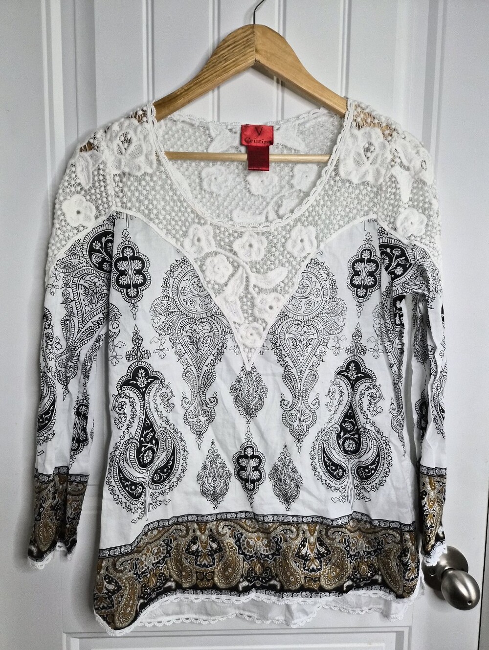 Small Cristina Blouse Peasant Boho Retro Casual Summer Cotton Festival Layering